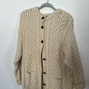 100% Wool Irish Cable Knit Cardigan